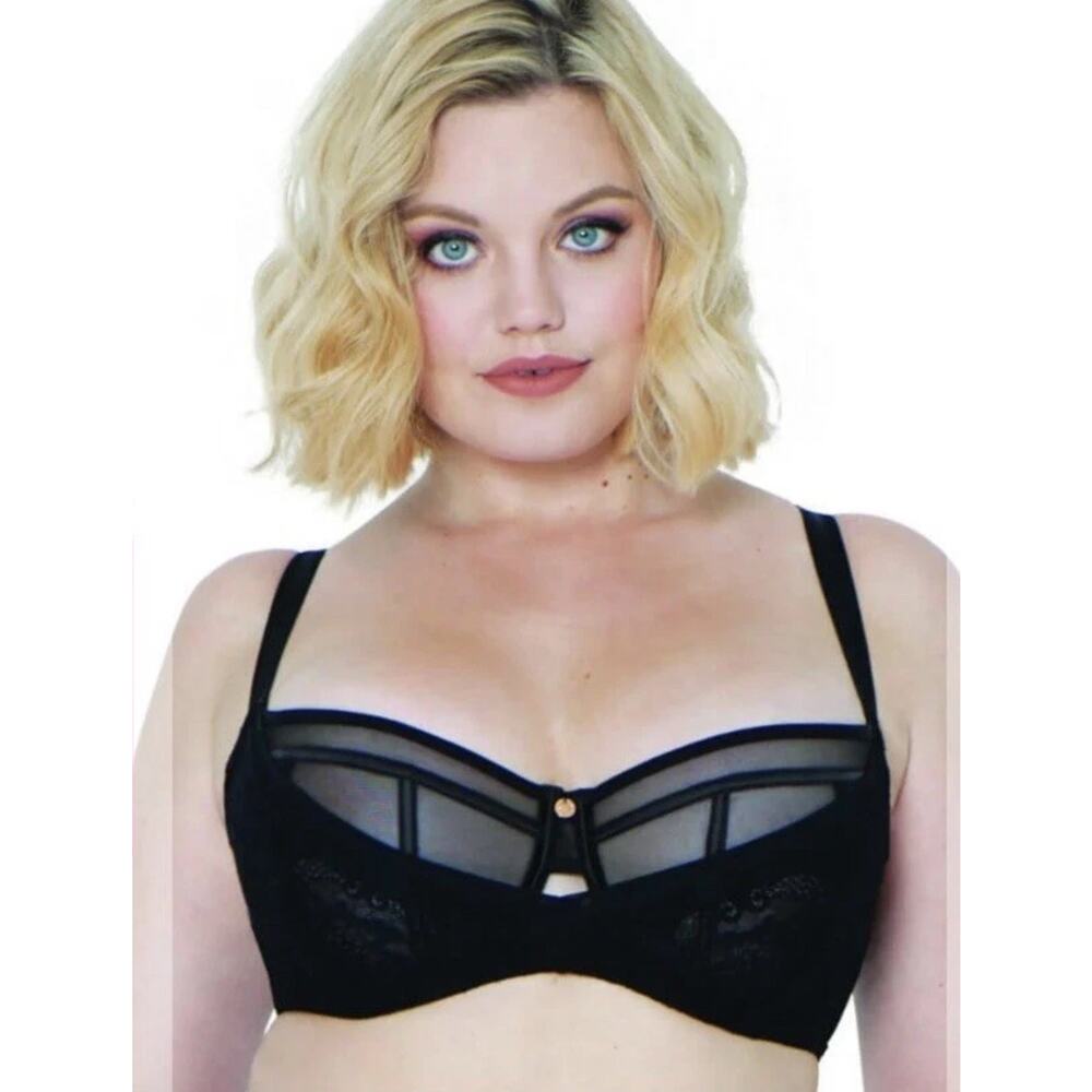 Curvy Kate Scantilly Peek-A-Boo Lace Balcony Bra size 30L Black New - Picture 10 of 13